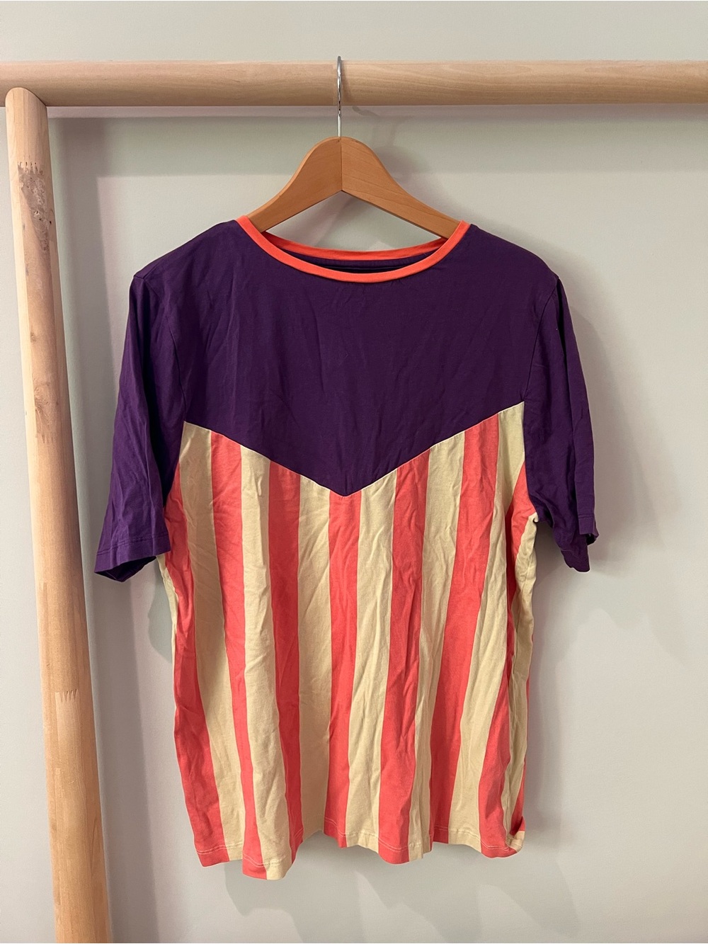 House of Holland colorblock striped short sleeve tee shirt sz 8 med purple pink